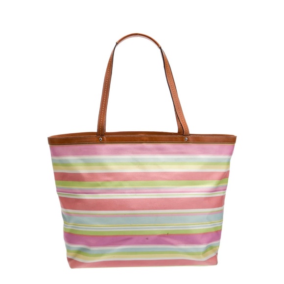 COACH HAMPTON PASTEL MULTICOLORED STRIPED LARGE TOTE BAG F13553 - Picture 3 of 12